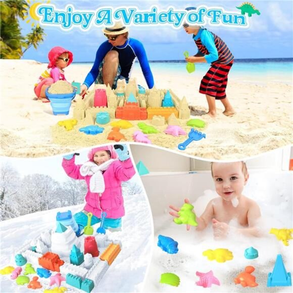 Collapsible Beach Toys for Kids, Sand Bucket and Shovels Set with Mesh Bag - Picture 6 of 8